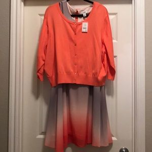 Multi-color dress w cardigan.